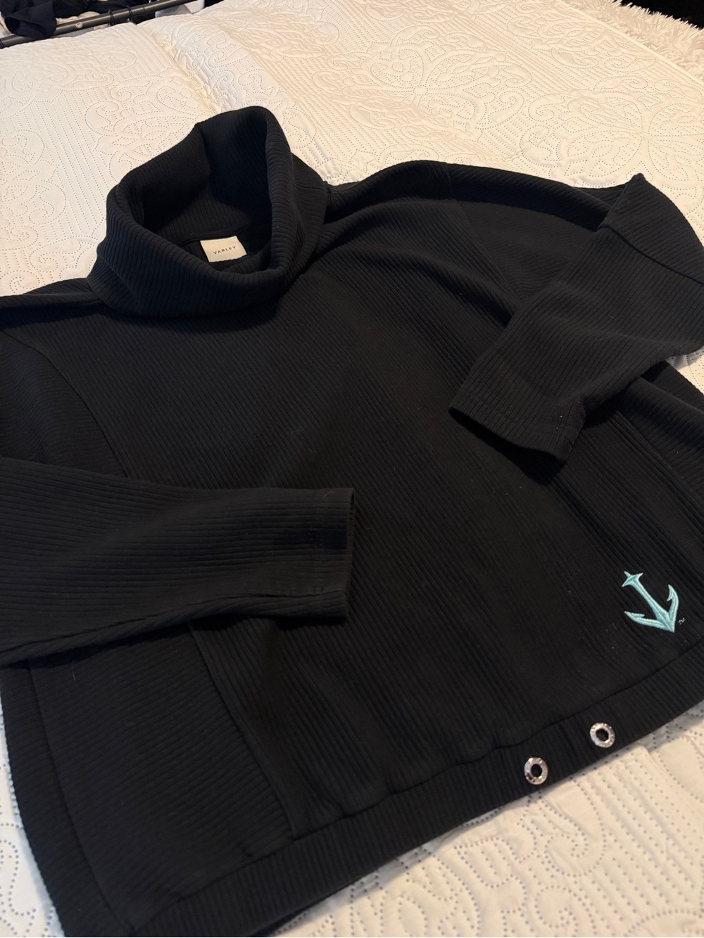 Varley Charles Turtleneck Rib Sweatshirt Women’s Large Black Oversized
